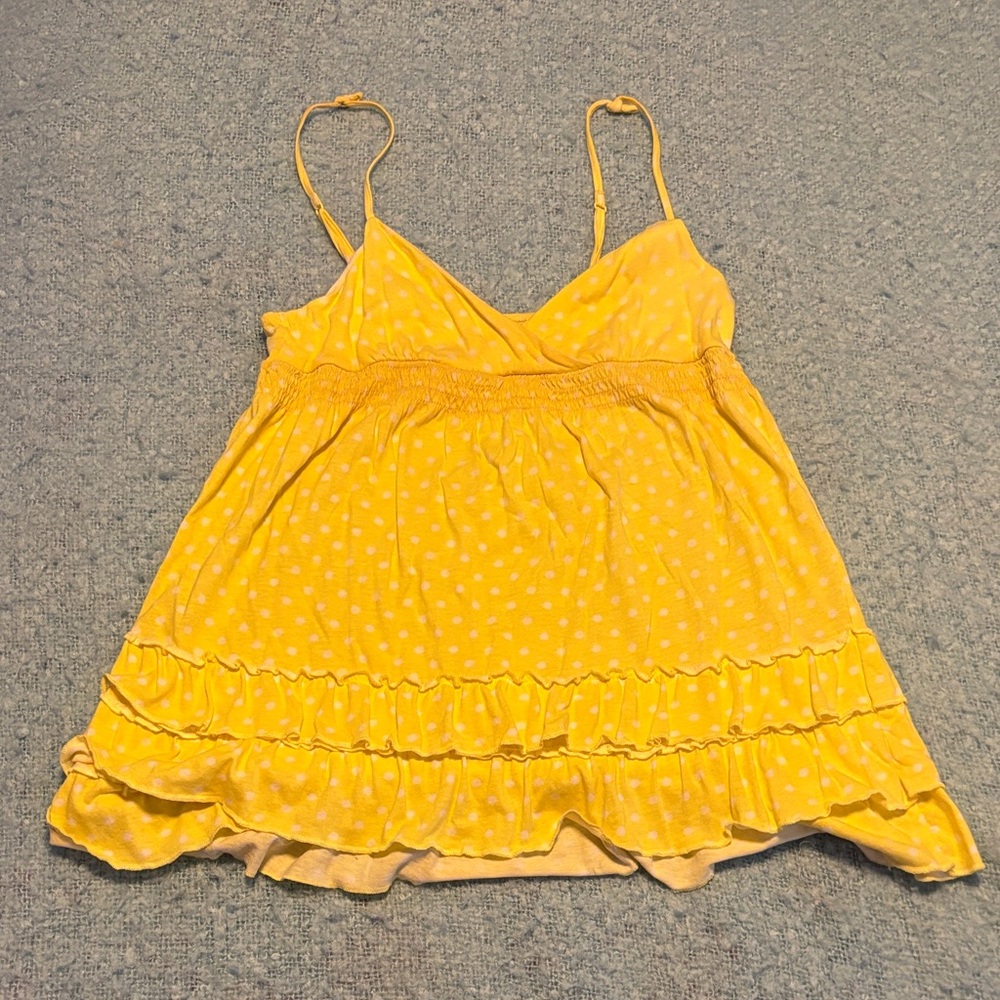 Sunny Yellow Polka Dot Ruffle Top